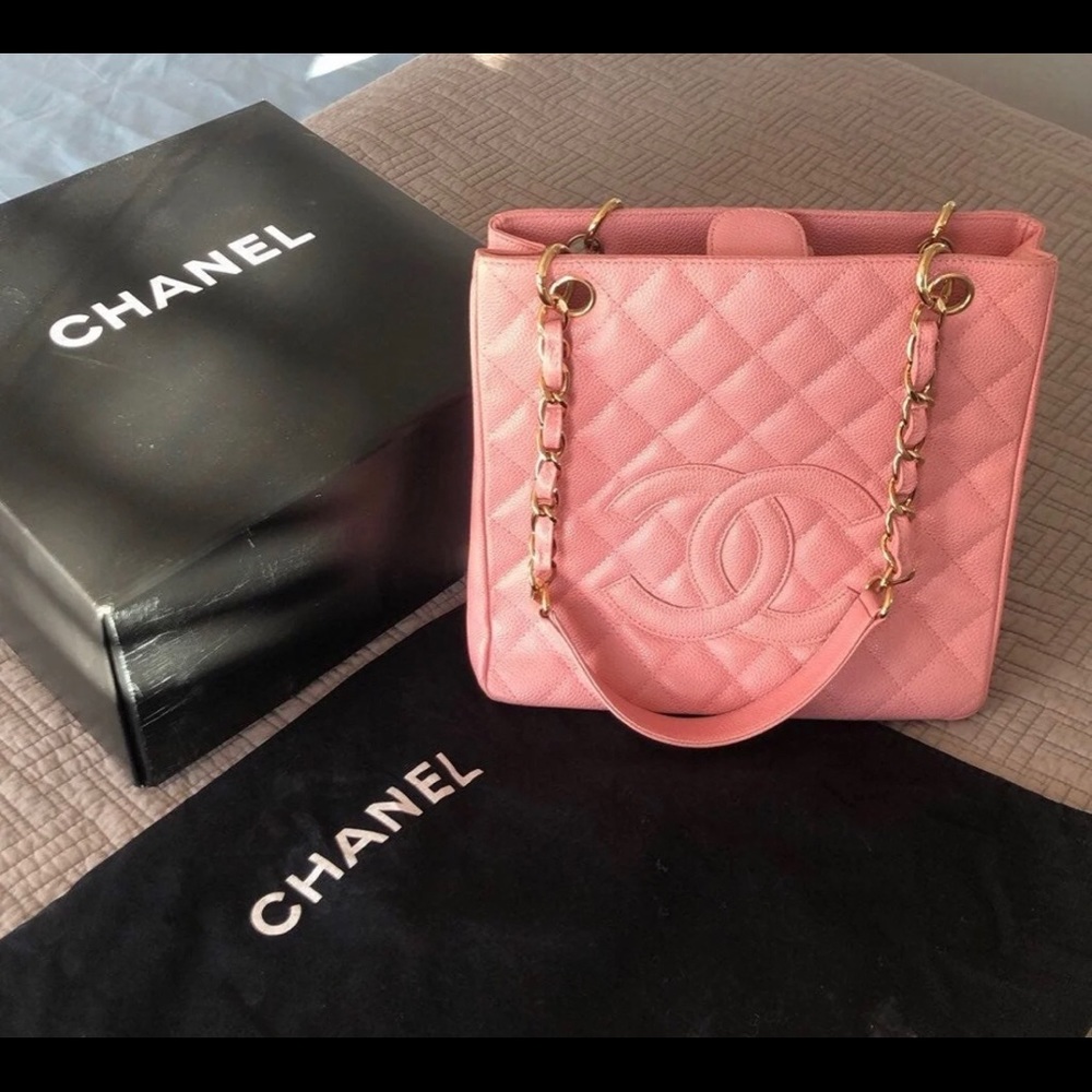 Quilted Caviar Petite Shopper Pink Leather Tote